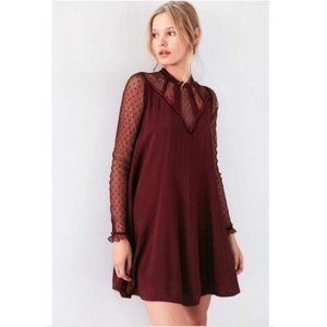 Urban Outfitters Kimchi Blue Maroon Lace Swing Dre